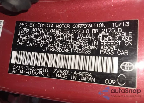 2014 Toyota Prius Three z USA, uszkodzony, nr VIN JTDKN3DU4E1745828